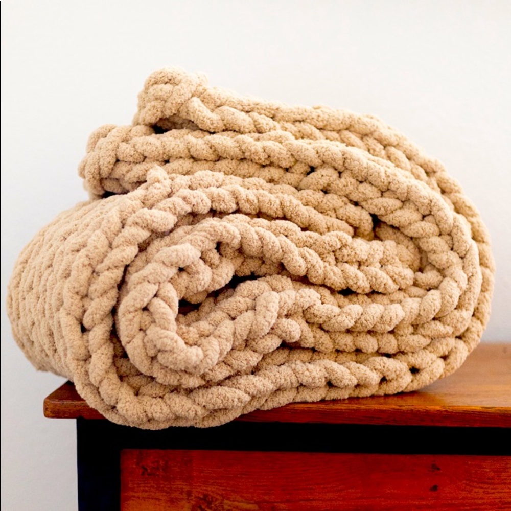 Tan Chunky Knit Throw